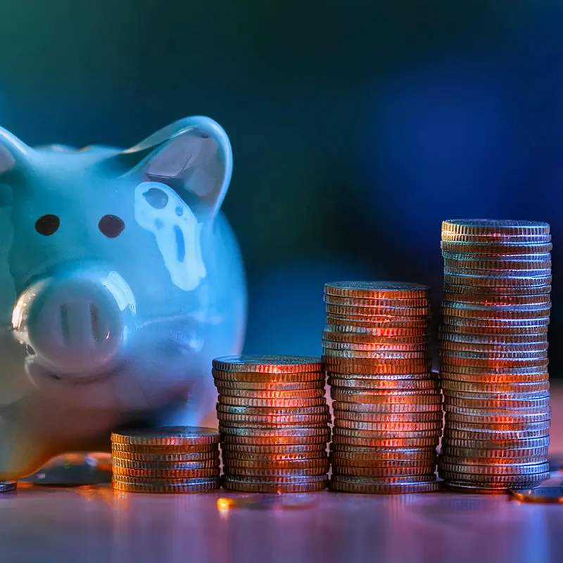 piggy bank and change