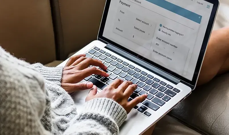 woman banking online