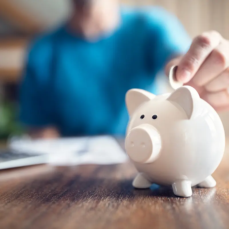 woman saving change