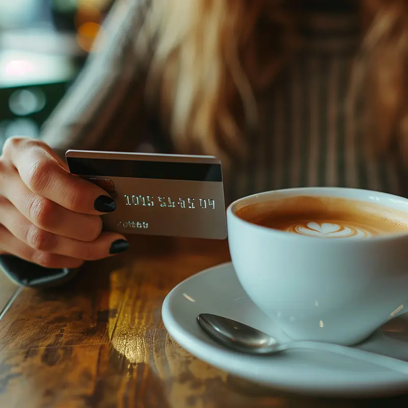 credit card and latte