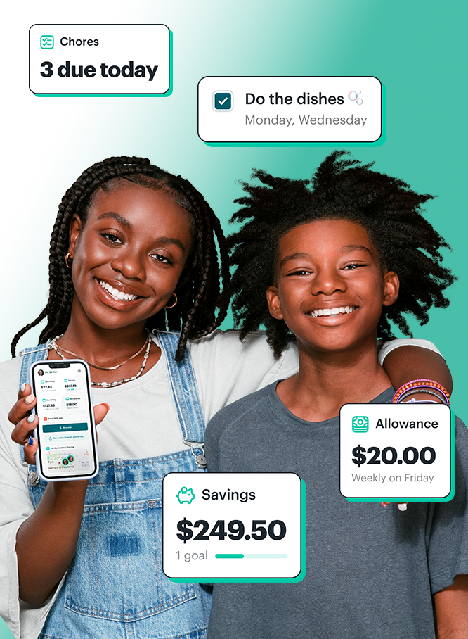 teen girl using phone and debit card